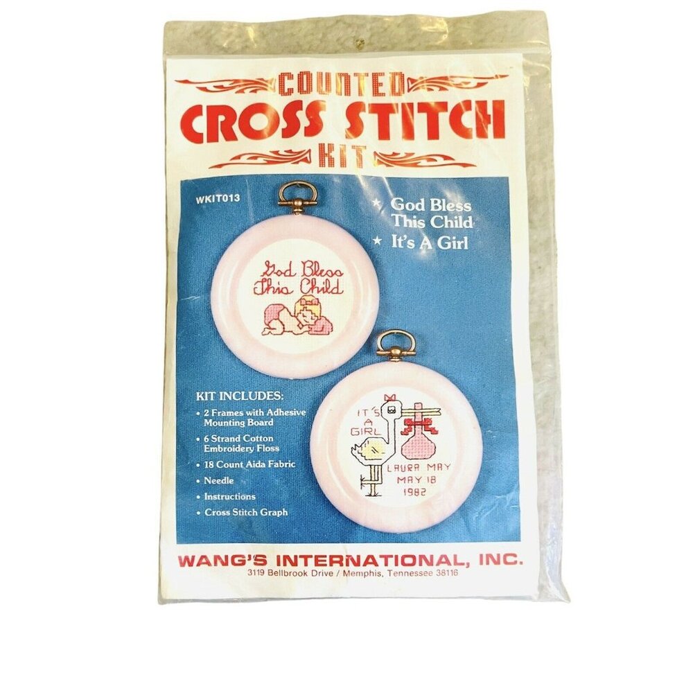 Birth Announcement Personalized Baby Girl Cross Stitch Kit God Bless This Child